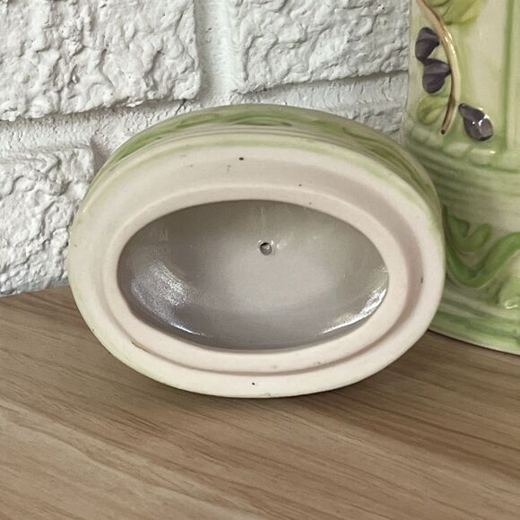 VTG Italian Oval Ceramic Pasta Spaghetti Canister Jar 3-D Olives Tall Lidded - Picture 6 of 12